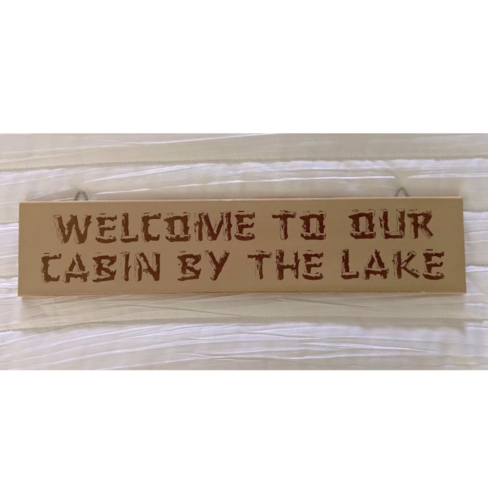 Welcome To Our Cabin By The Lake-Wood Sign, With Hooks.